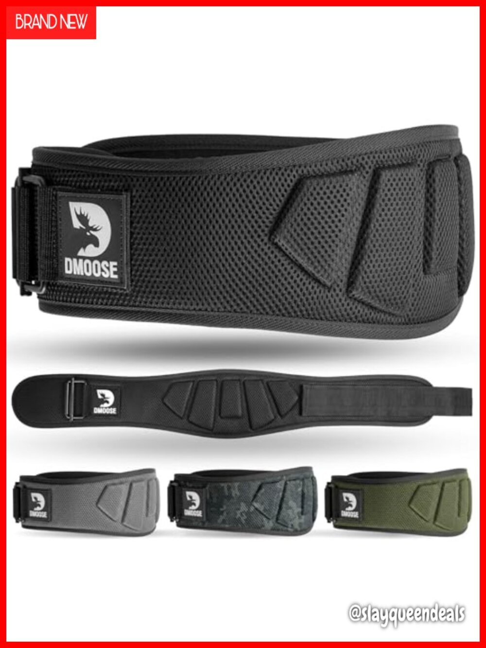 DMoose Fitness 6" Weight Lifting Belt Auto Lock Neoprene Lumbar Support